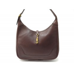 SAC A MAIN HERMES TRIM II 31 EN CUIR FJORD MARRON CHOCOLAT HAND BAG PURSE 4415€