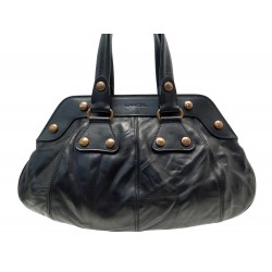 NEUF SAC A MAIN LANCEL GOUSSET PM EN CUIR NOIR NEW BLACK LEATHER HAND BAG 540€