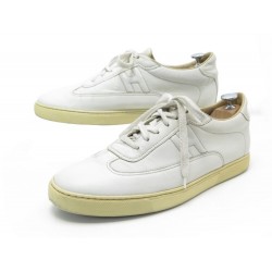 CHAUSSURES HERMES BASKET QUICKER 43 EN CUIR BLANC SNEAKERS LEATHER SHOES 660€