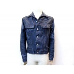 BLOUSON RALPH LAUREN OVERALLS DOUBLE RL & CO T52 L VESTE CUIR BLEU JACKET 1650€