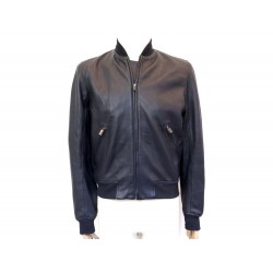 NEUF BLOUSON AGNES B SERIE B T48 M VESTE EN CUIR BLEU NEW LEATHER JACKET 1450€