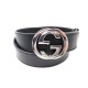 CEINTURE GUCCI 114984 T 95 LOGO DOUBLE G MIXTE EN CUIR NOIR LARGE 4CM BELT 350€