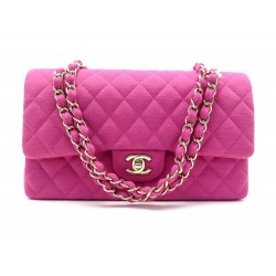 NEUF SAC A MAIN CHANEL TIMELESS BANDOULIERE EN TOILE JERSEY MATELASSE ROSE 5640€