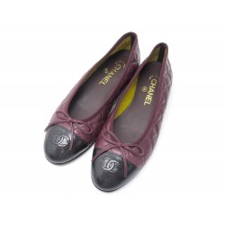 NEUF CHAUSSURES CHANEL BALLERINES LOGO CC 37.5 EN CUIR MATELASSE SHOES 640€