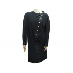 NEUF ROBE CHANEL A MANCHES LONGUES T44 L NOIR PERLES & CAMELIA DRESS 3690€