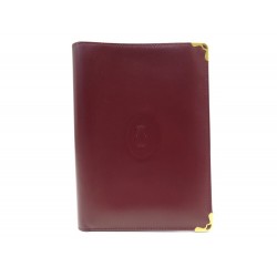 PORTEFEUILLE MUST DE CARTIER EN CUIR BORDEAUX PORTE CARTE LEATHER WALLET 520€