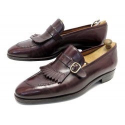 CHAUSSURES AUBERCY 9 43 MOCASSINS A PAMPILLES CUIR BORDEAUX + EMBAUCHOIRS 895€