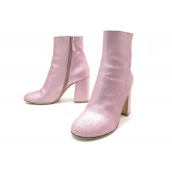 NEUF CHAUSSURES LAURENCE DACADE BOTTINES PHILAE GLITTERS 38 CUIR ROSE BOOTS 850€