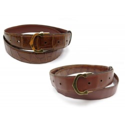 CEINTURE MUST DE CARTIER REVERSIBLE T100 EN CUIR CROCODILE MARRON BELT 1860€