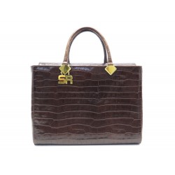 SAC A MAIN SONIA RYKIEL CABAS EN CUIR FACON CROCO MARRON LEATHER HAND BAG 890€