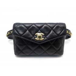 SAC A MAIN CHANEL TIMELESS CEINTURE BANANE POCHETTE CUIR MATELASSE NOIR BELT BAG