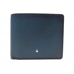 NEUF PORTEFEUILLE MONTBLANC MEISTERSTUCK SFUMATO CUIR BLEU 118350 WALLET 350€