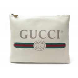 NEUF SAC POCHETTE GUCCI IMPRIME 500981 TROUSSE EN CUIR BEIGE NEW POUCH BAG 725€