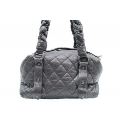 SAC A MAIN CHANEL BOWLING EN CUIR MATELASSE GRIS LEATHER HAND BAG PURSE 3000€