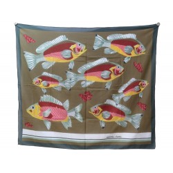 FOULARD HERMES POISSONS PAREO 108 X 124 CM COTON MULTICOLORE COTTON SCARF 420€