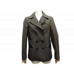 NEUF VESTE LOUIS VUITTON BLAZER M 38 EMPIECEMENTS CUIR KAKI VEST JACKET 2500€