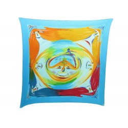 FOULARD HERMES SMILES IN THIRD MILLENARY CARRE PLISSE EN SOIE BLEU SCARF 350€