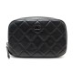 NEUF SAC POCHETTE CHANEL TROUSSE EN CUIR MATELASSE NOIR COSMETIC POUCH 795€