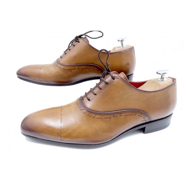 CHAUSSURES EXCLUSIF RICHELIEU COCKTAIL 7 41 EN CUIR PATINE + POCHON BERLUTI 170€