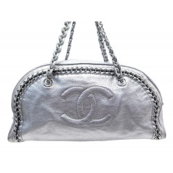 SAC A MAIN CHANEL BOWLING 33 CM EN CUIR ARGENTE SILVER LEATHER HAND BAG 3800€