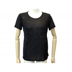 NEUF TOP YVES SAINT LAURENT 395398 XS 36 ETOILES EN SOIE NOIR SILK T-SHIRT 450€