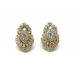 BOUCLES D OREILLES EN OR JAUNE 18K ET DIAMANTS 1.54 CT 13.6GR GOLDEN EARRINGS