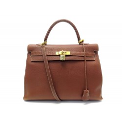 SAC A MAIN HERMES KELLY 36 SELLIER CUIR TAURILLON CLEMENCE BANDOULIERE BAG 7700€