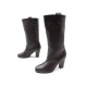 NEUF CHAUSSURES HERMES 37.5 BOTTES A TALONS EN CUIR MARRON BOOTS SHOES 1400€