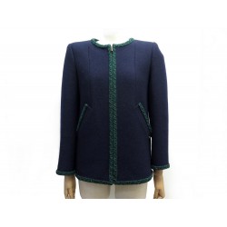 NEUF VESTE CHANEL P51902 PARIS MOSCOU T 34 S EN LAINE BLEU NEW JACKET 4200€