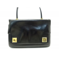 VINTAGE SAC A MAIN HERMES PIANO BANDOULIERE CUIR BOX NOIR HAND BAG PURSE 4500€