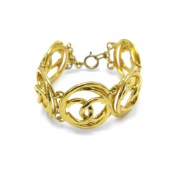 VINTAGE BRACELET CHANEL LOGO CC T 19 EN METAL DORE DE CASTELLANE 1990 JEWEL 890€