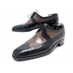 NEUF CHAUSSURES BERLUTI 8 42 DERBY 3 OEILLETS EN CUIR BICOLORE NOIR SHOES 1650€