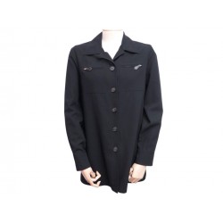 NEUF VESTE HERMES 36 S FEMME BLOUSE EN LAINE NOIR BLACK WOOL JACKET 2000€