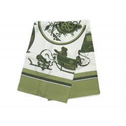 VINTAGE ECHARPE HERMES EX LIBRIS FOULARD 180 X 30 CM EN SOIE VERT SCARF 290€