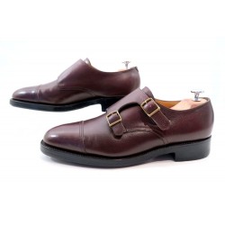 CHAUSSURES JOHN LOBB WILLIAM 2 DOUBLE BOUCLES 7.5 E 41.5 LARGE VEAU GRAINE 