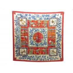 RARE FOULARD HERMES MUSIQUE DES DIEUX 100% SOIE ROUGE 