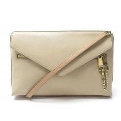 SAC A MAIN CHLOE CASSIE POCHETTE ENVELOPPE EN CUIR BEIGE BANDOULIERE CLUTCH 700€