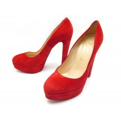 CHAUSSURES CHRISTIAN LOUBOUTIN 38.5 ESCARPINS DAIM ROUGE SUEDE PUMP SHOES 575€