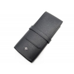 NEUF ETUI MONTBLANC WESTSIDE POUR 3 STYLOS EN CUIR NOIR LEATHER PEN CASE 160€