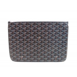 NEUF POCHETTE A MAIN GOYARD SENAT MM EN TOILE NOIR 30CM WALLET BAG PURSE 610€