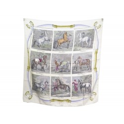 FOULARD HERMES RACES DE CHEVAUX CARRE 90 HUGO GRYGKAR EN SOIE SILK SCARF 375€