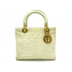 SAC A MAIN CHRISTIAN DIOR LADY DIOR PM TOILE CANNAGE BEIGE CANVAS HANDBAG 1900€