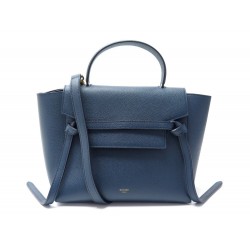 NEUF SAC A MAIN CELINE BELT MINI BANDOULIERE EN CUIR GRAINE BLEU HAND BAG 1950€