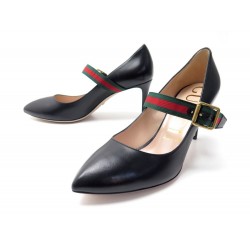 NEUF CHAUSSURES GUCCI ESCARPINS SYLVIE 475086 39 IT 40 FR CUIR NOIR SHOES 590€