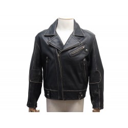 VINTAGE BLOUSON DIESEL FLYING COUGAR JACKET XL US 50 M FR EN CUIR NOIR COAT 895€