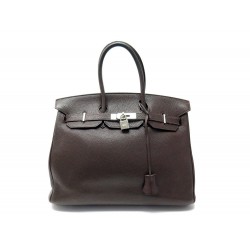 SAC A MAIN HERMES BIRKIN 35 EN CUIR TOGO MARRON CHOCOLAT 2006 LEATHER HAND BAG