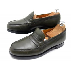 CHAUSSURES JM WESTON 180 6D 40 MOCASSINS EN CUIR VERT LEATHER LOAFERS SHOES 620€