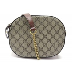 NEUF SAC A MAIN GUCCI MINI GG SUPREME AVEC CHAINE 409535 BANDOULIERE TOILE CUIR