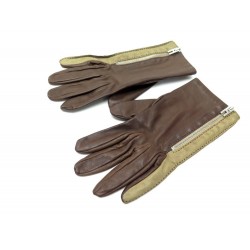 GANTS HERMES TAILLE 7.5 EN CUIR MARRON BROWN LEATHER GLOVES 710€