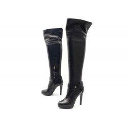 CHAUSSURES SERGIO ROSSI 37.5 BOTTES CUISSARDES EN CUIR NOIR BOOTS SHOES 1100€